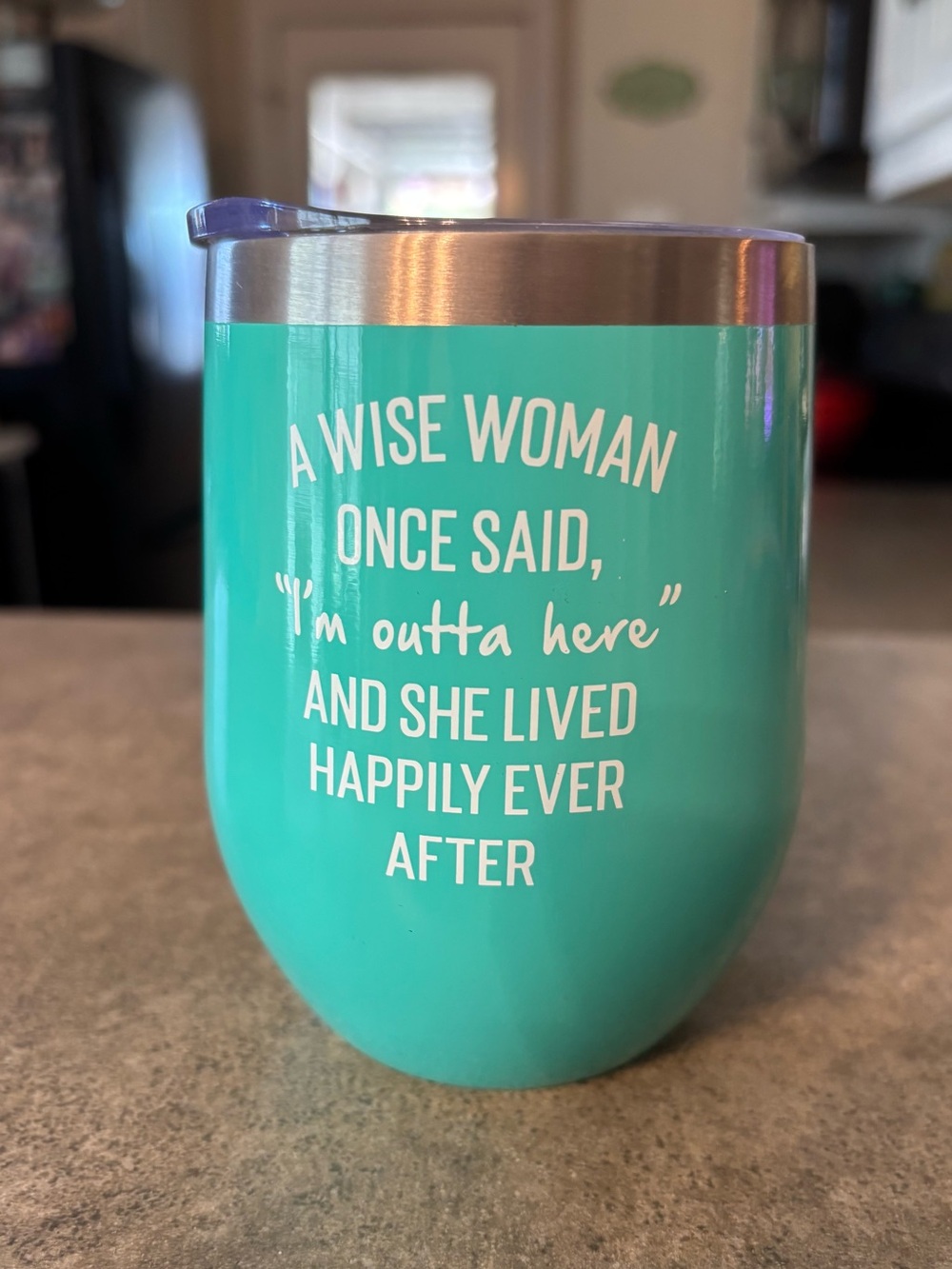 Retirement gift for women Turquoise Stainless Steel Wine Tumbler with Quote